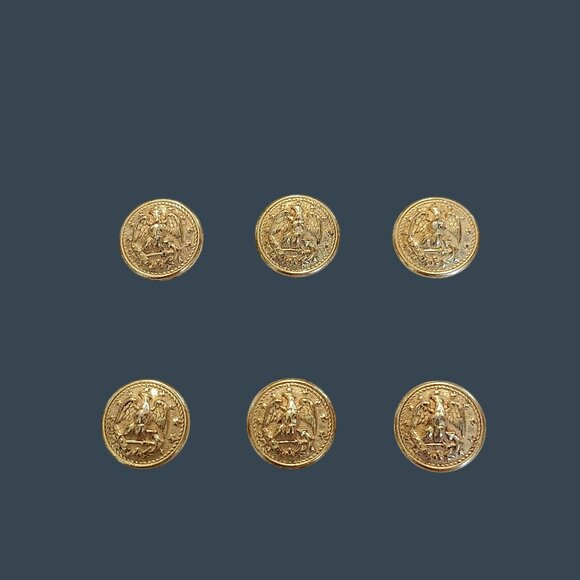 Antique Gold-Toned Military Style Cuff Buttons Lot Of 6 - Picture 1 of 4